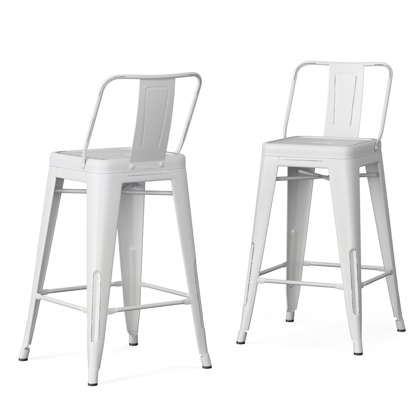 Distressed White | Rayne 24 inch Metal Counter Height Stool