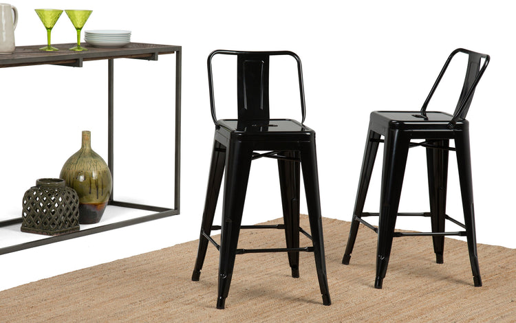 Black | Rayne 24 inch Metal Counter Height Stool