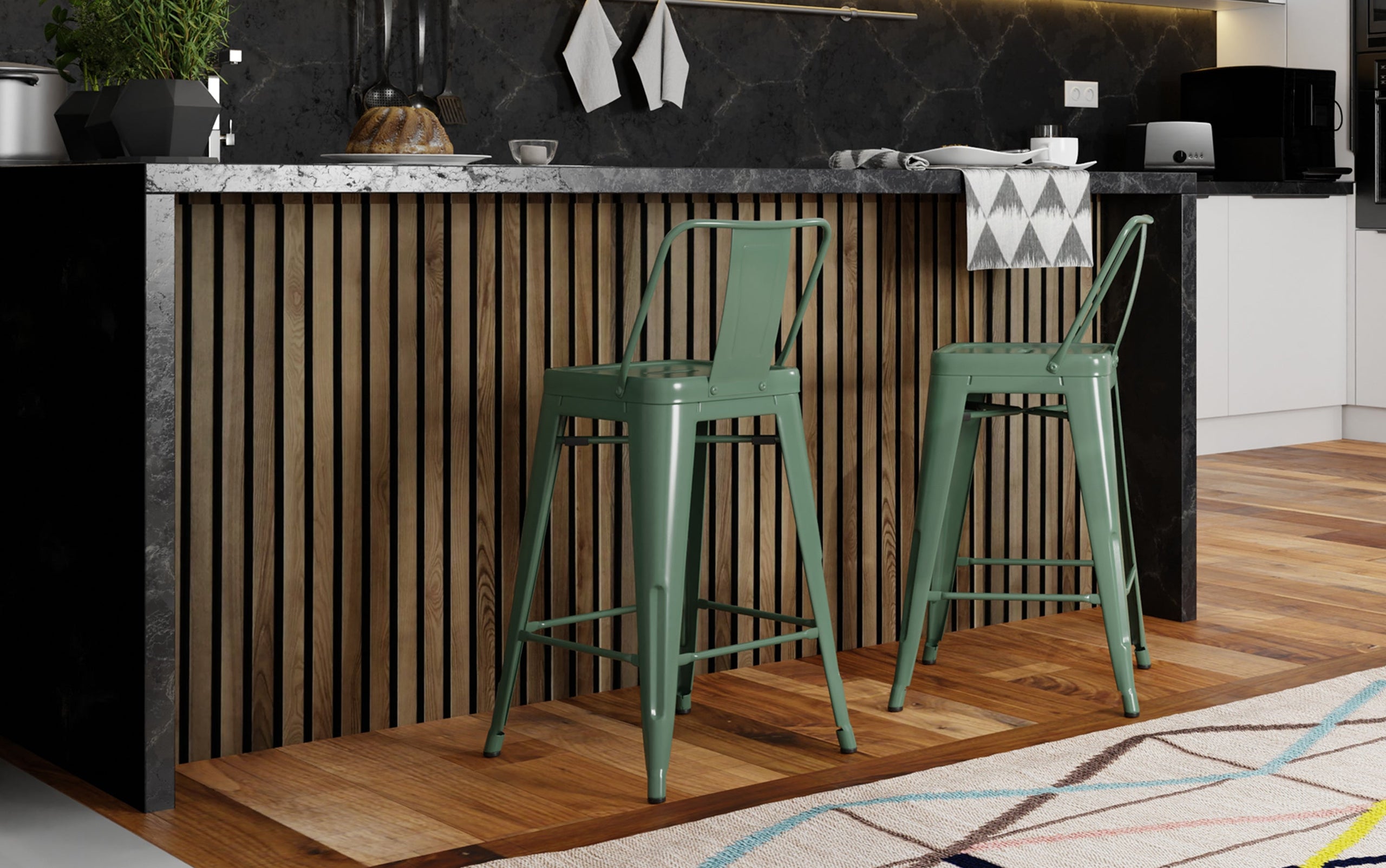 Deep Sage Green | Rayne 24 inch Metal Counter Height Stool