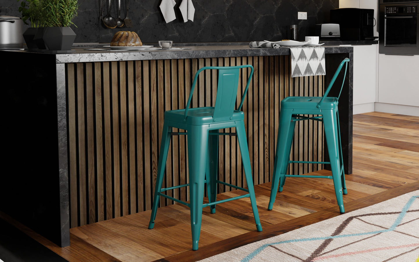 Teal Blue | Rayne 24 inch Metal Counter Height Stool