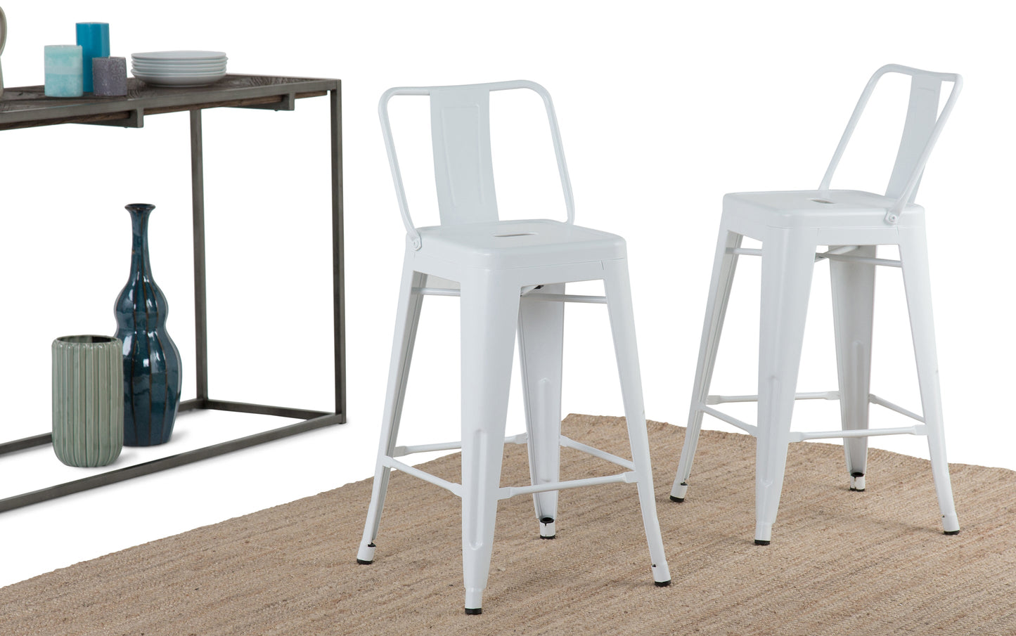 White | Rayne 24 inch Metal Counter Height Stool