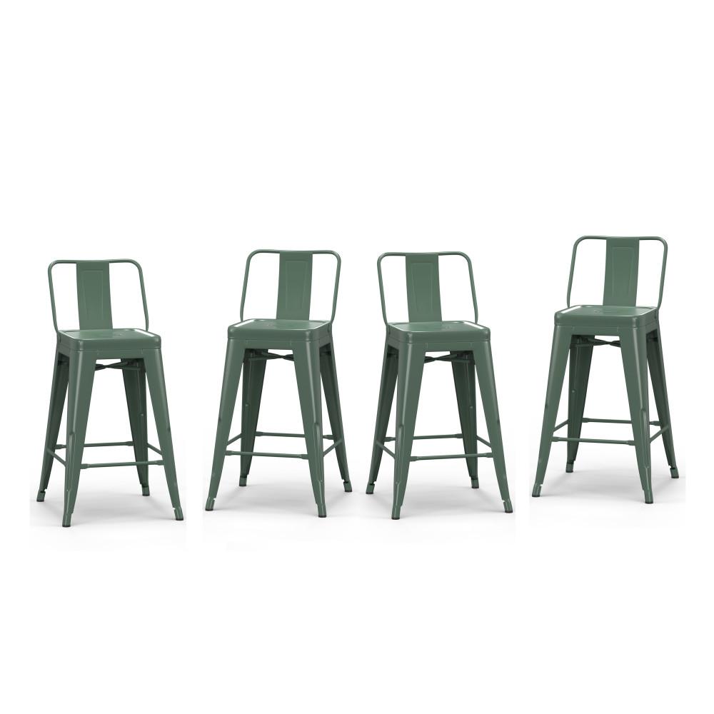 Deep Sage Green 24 inch | Rayne 24 inch Metal Counter Height Stool (Set of 4)