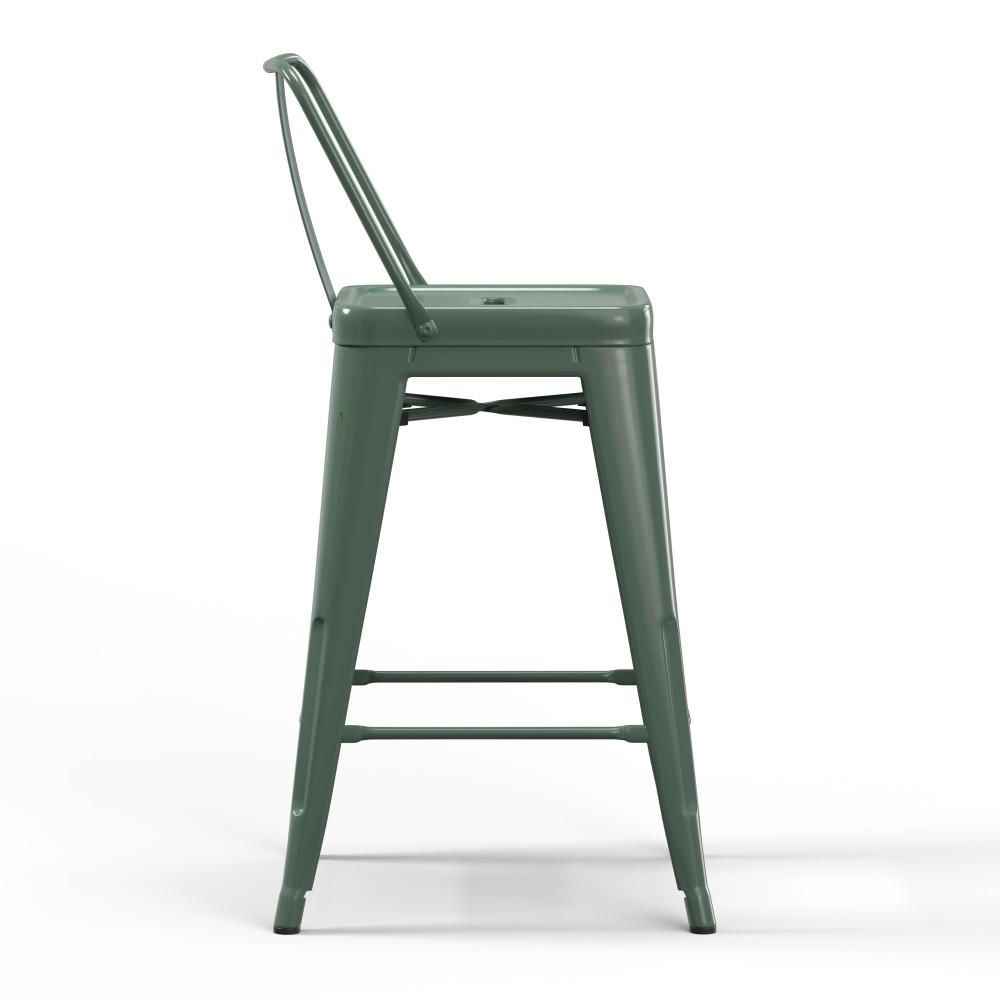 Deep Sage Green 24 inch | Rayne 24 inch Metal Counter Height Stool (Set of 4)