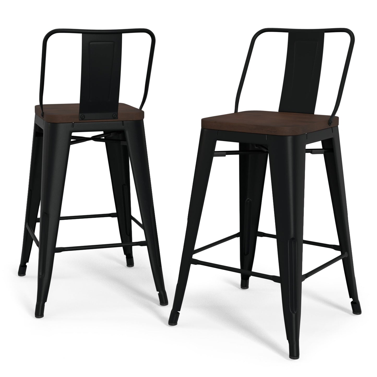 Black 24 inch | Rayne 24 inch Metal  Wood Counter Height Stool (Set of 2)