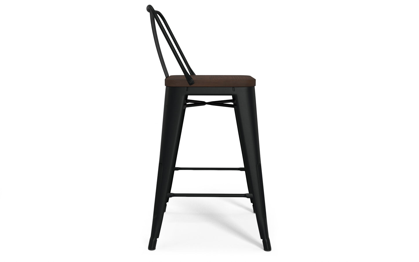 Black 24 inch | Rayne 24 inch Metal  Wood Counter Height Stool (Set of 2)