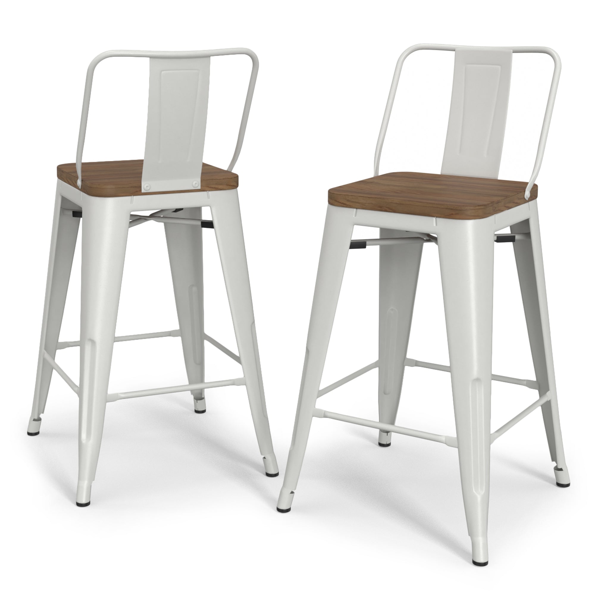 White 24 inch | Rayne 24 inch Metal  Wood Counter Height Stool (Set of 2)