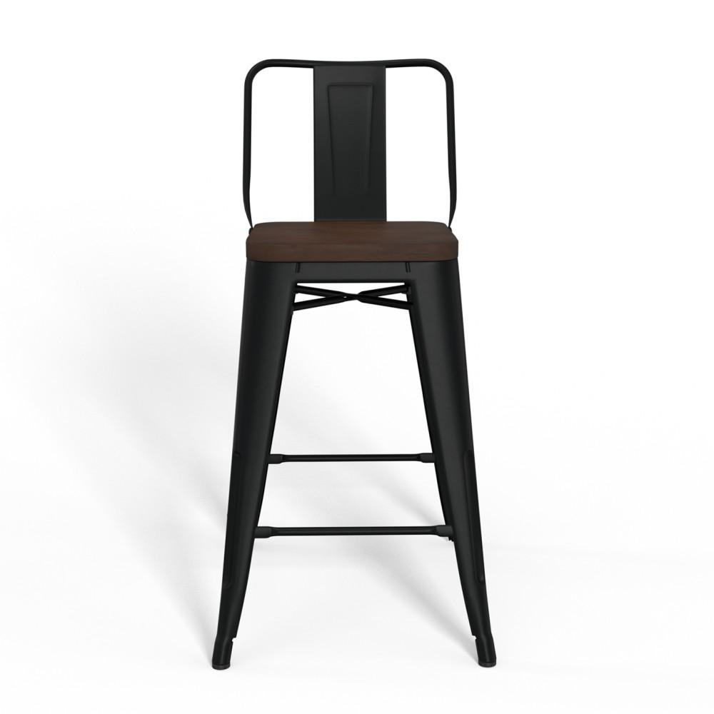 Black  24 inch | Rayne 24 inch Metal  Wood Counter Height Stool (Set of 4)