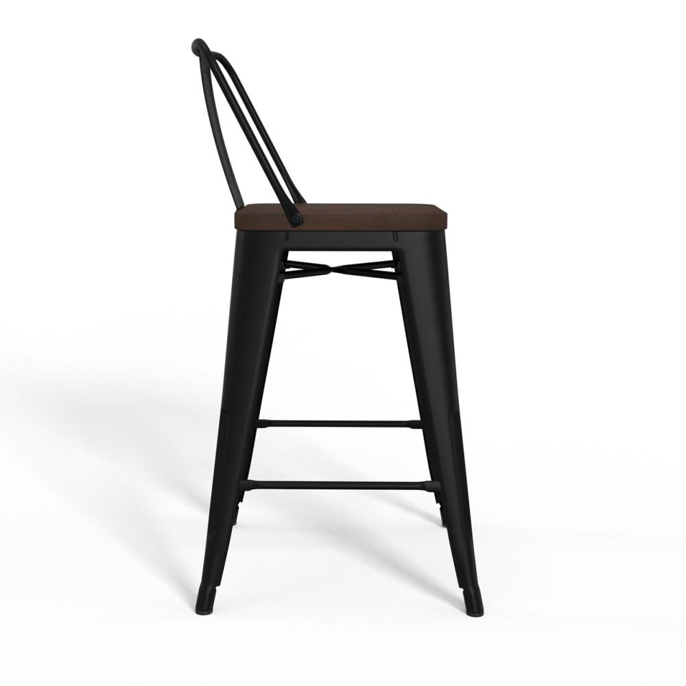 Black  24 inch | Rayne 24 inch Metal  Wood Counter Height Stool (Set of 4)