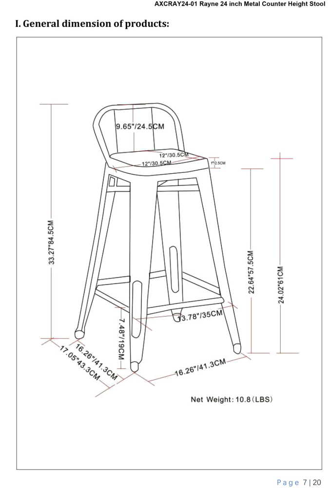 Black  24 inch | Rayne 24 inch Metal  Wood Counter Height Stool (Set of 4)