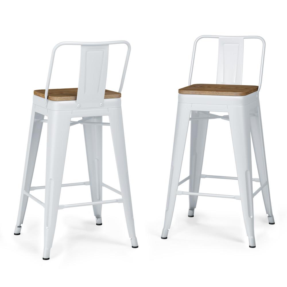 White 24 inch | Rayne 24 inch Metal Wood Counter Height Stool (Set of 4)