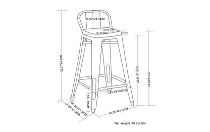 White 24 inch | Rayne 24 inch Metal Wood Counter Height Stool (Set of 4)