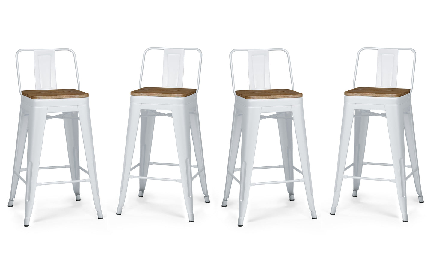 White 24 inch | Rayne 24 inch Metal Wood Counter Height Stool (Set of 4)