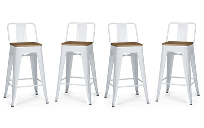 White 24 inch | Rayne 24 inch Metal Wood Counter Height Stool (Set of 4)