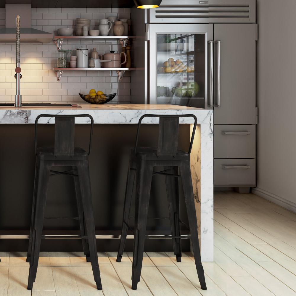 Distressed Black | Rayne 30 inch Metal Bar Stool