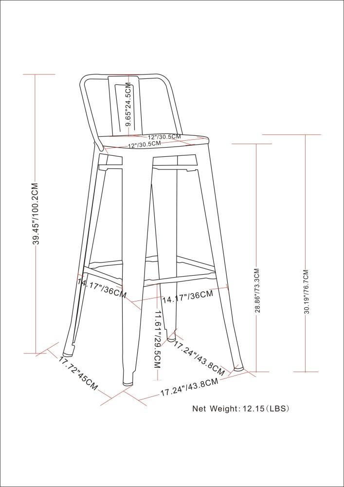 Distressed Black | Rayne 30 inch Metal Bar Stool