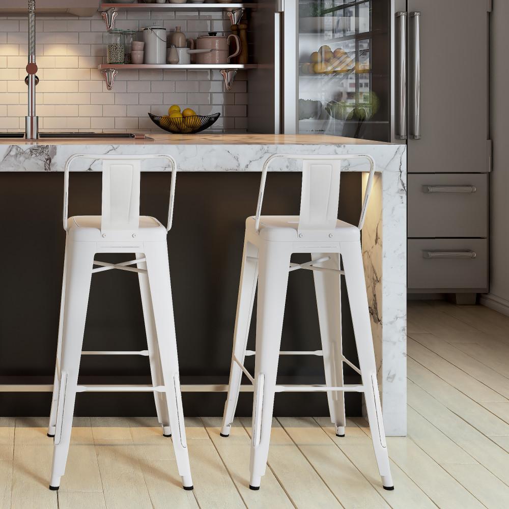 Distressed White | Rayne 30 inch Metal Bar Stool