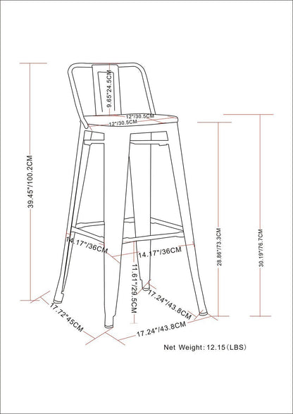 Grey | Rayne 30 inch Metal Bar Stool