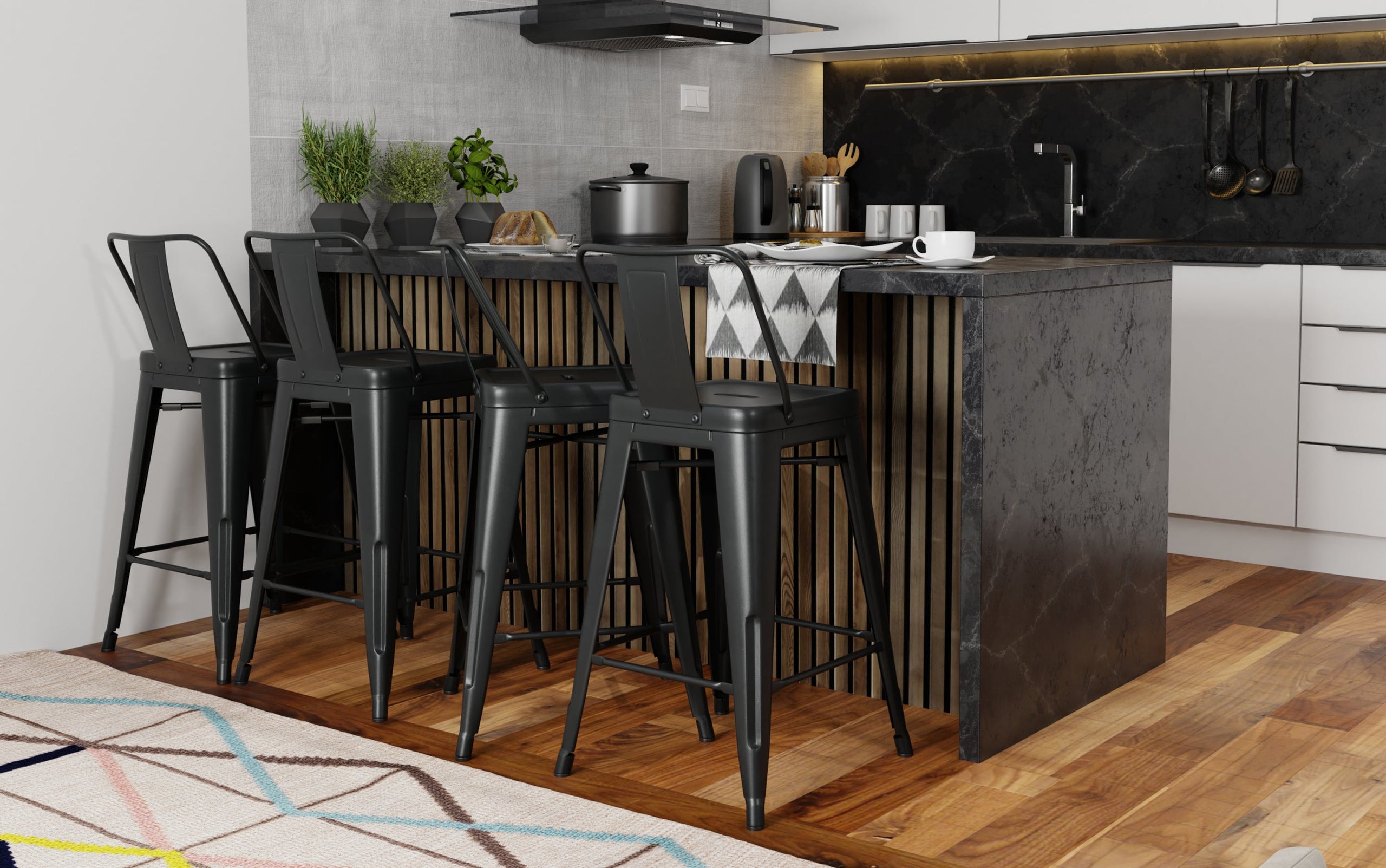 Black 30 Inch | Rayne 30 inch Metal Bar Stool (Set of 4)