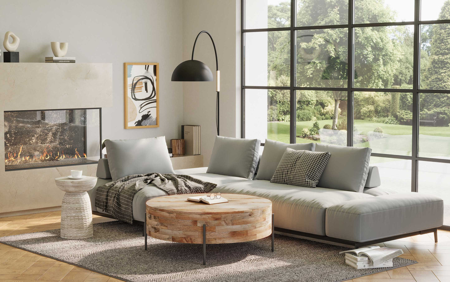 Natural | Rayburn Drum Coffee Table in Mango