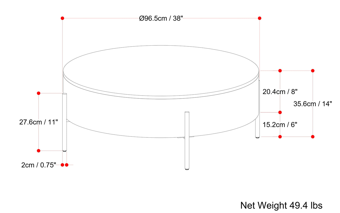 Walnut Brown | Rayburn Drum Coffee Table in Mango