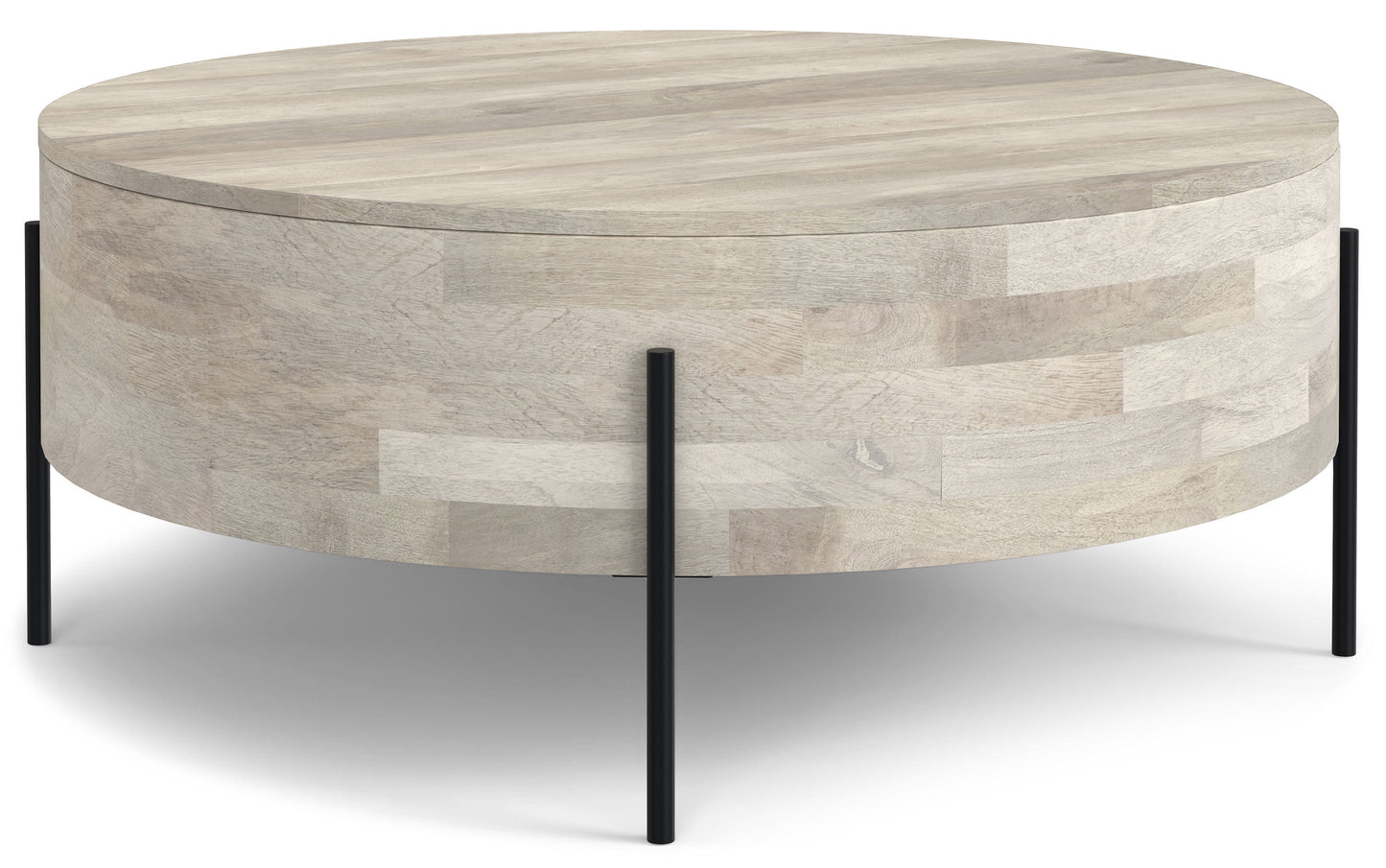 White Wash | Rayburn Drum Coffee Table in Mango