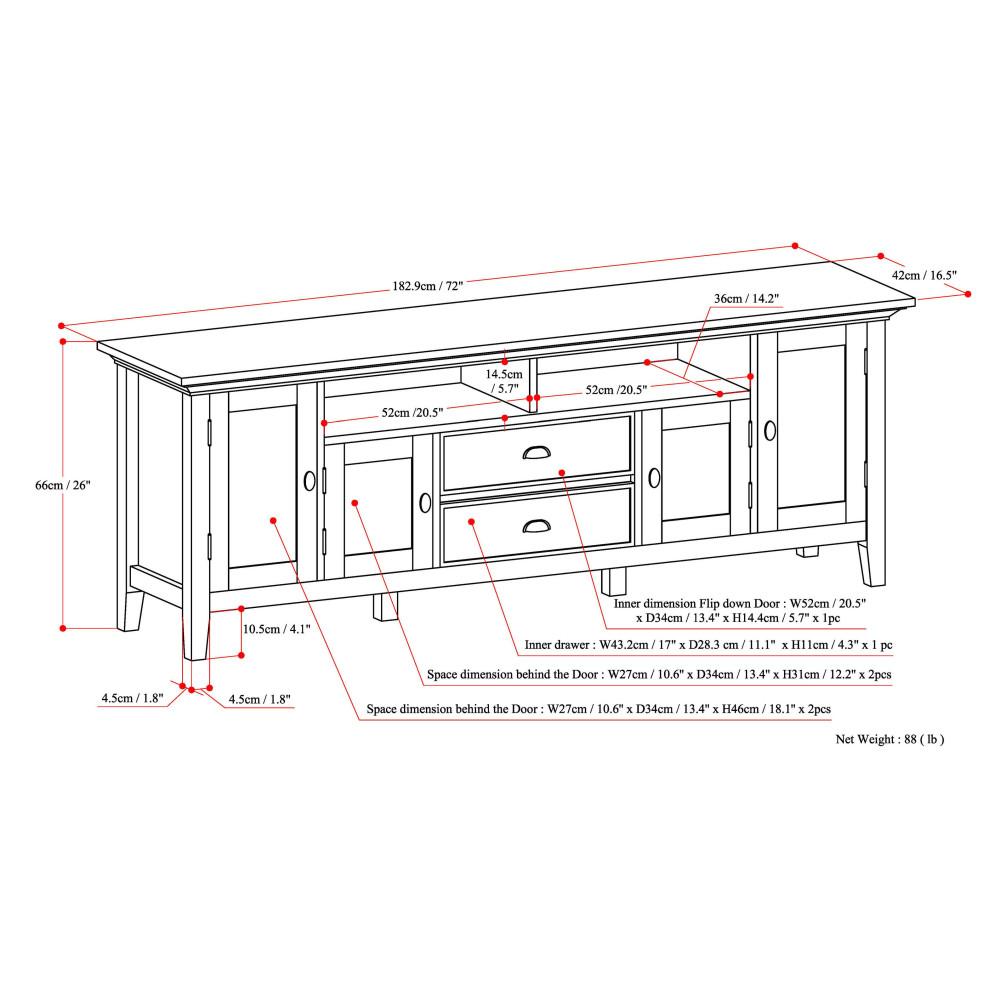 Black | Redmond 72 inch TV Media Stand