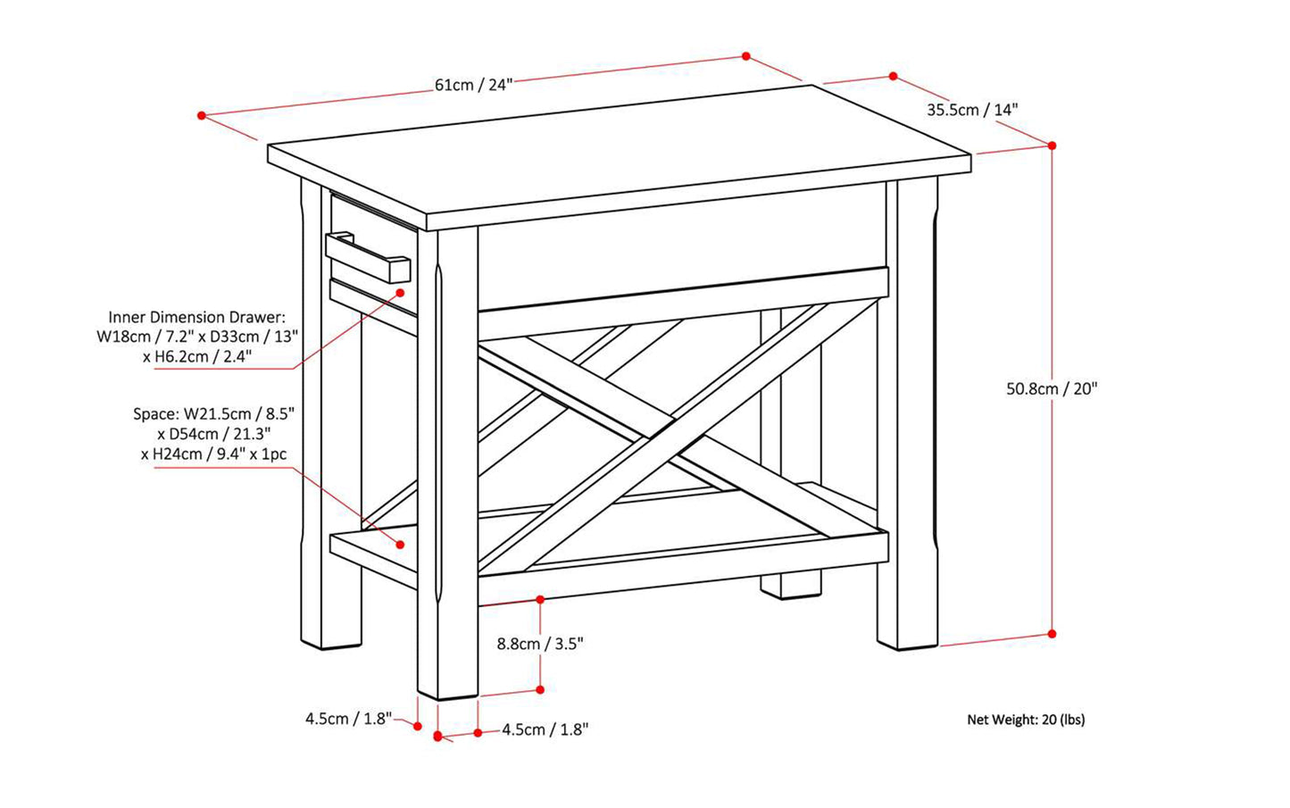 Farmhouse Grey | Kitchener Narrow Side Table