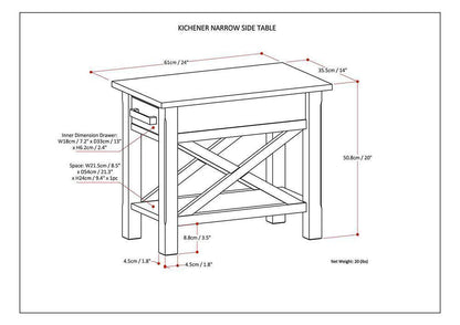 Warm Walnut Brown | Kitchener Narrow Side Table