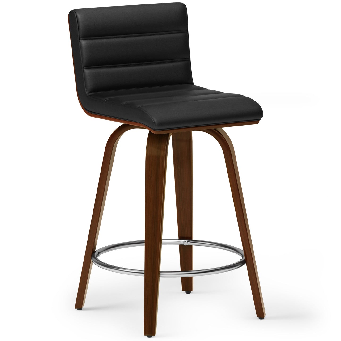 Black Vegan Leather | Roland Swivel Counter Height Stool in Vegan Leather