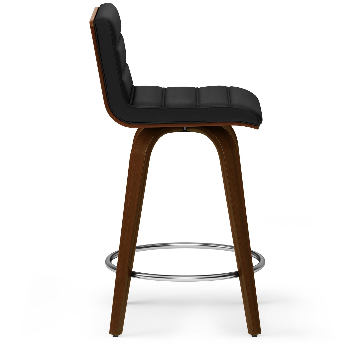 Black Vegan Leather | Roland Swivel Counter Height Stool in Vegan Leather