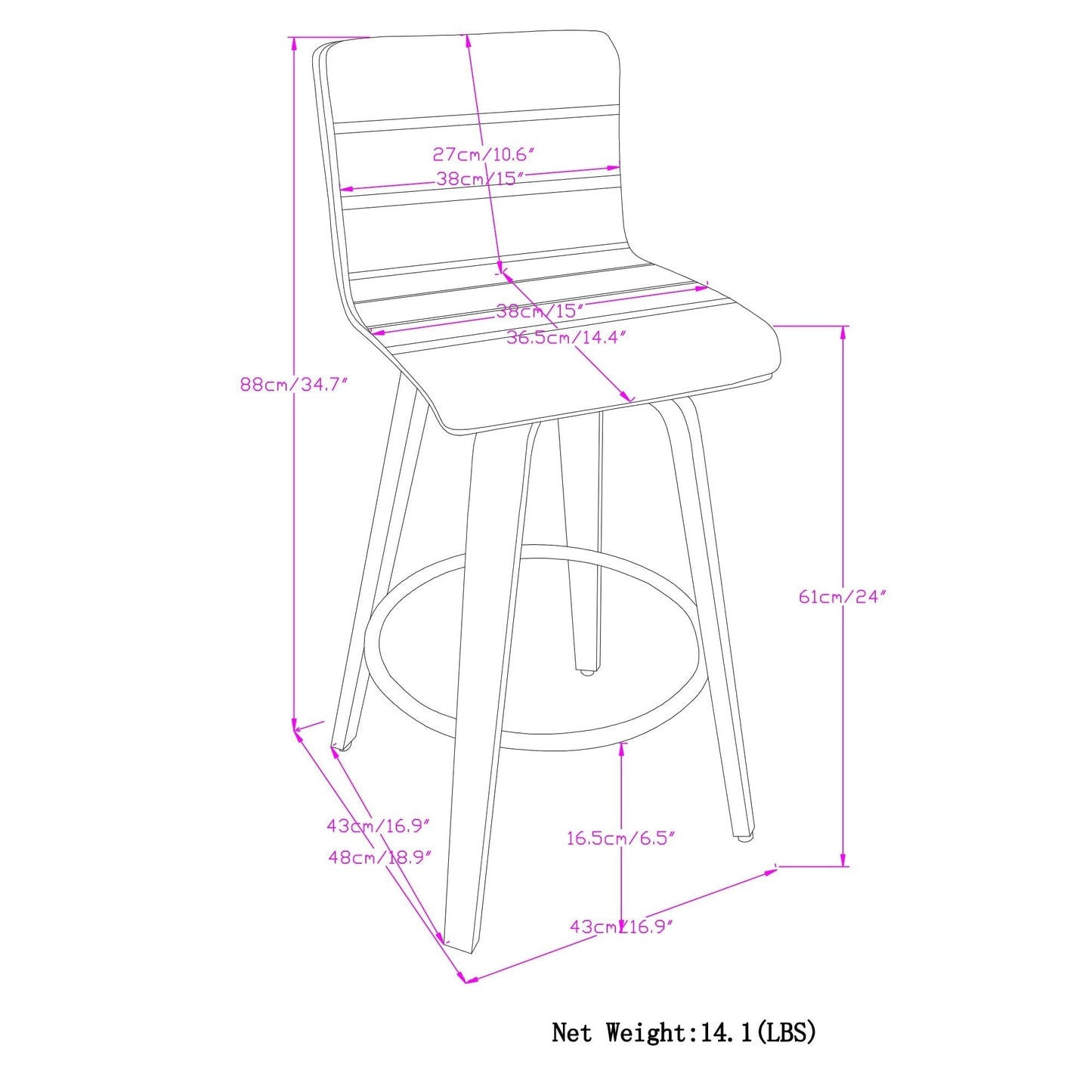 Black Vegan Leather | Roland Swivel Counter Height Stool in Vegan Leather