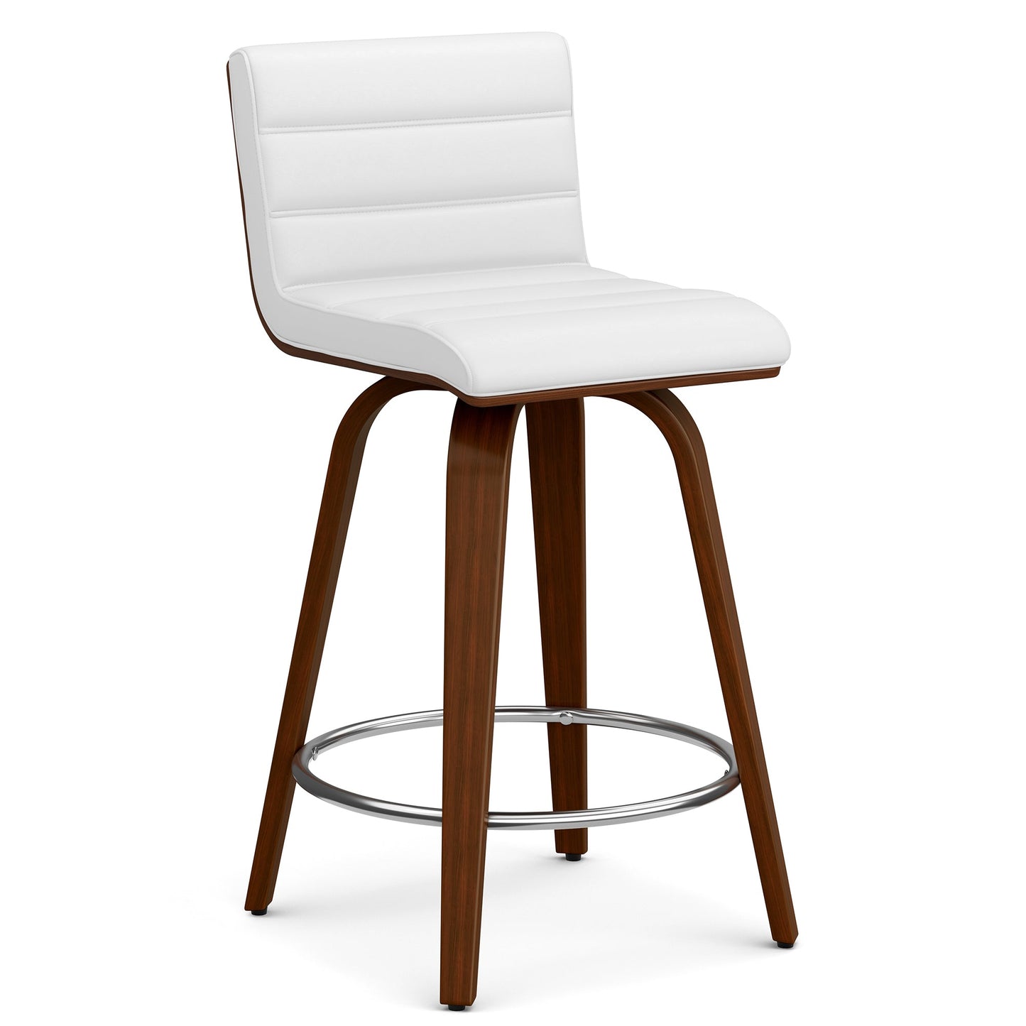 White Vegan Leather | Roland Swivel Counter Height Stool in Vegan Leather