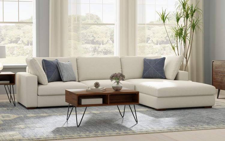 Cream Performance Fabric | Charlie Deep Seater Right Sectional