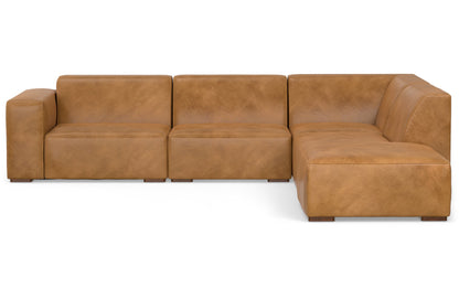 Sienna Genuine Leather | Rex Right Sectional and Ottoman in Genuine Leather