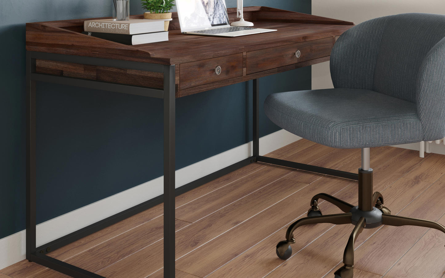 Distressed Charcoal Brown | Ralston Solid Acacia Desk