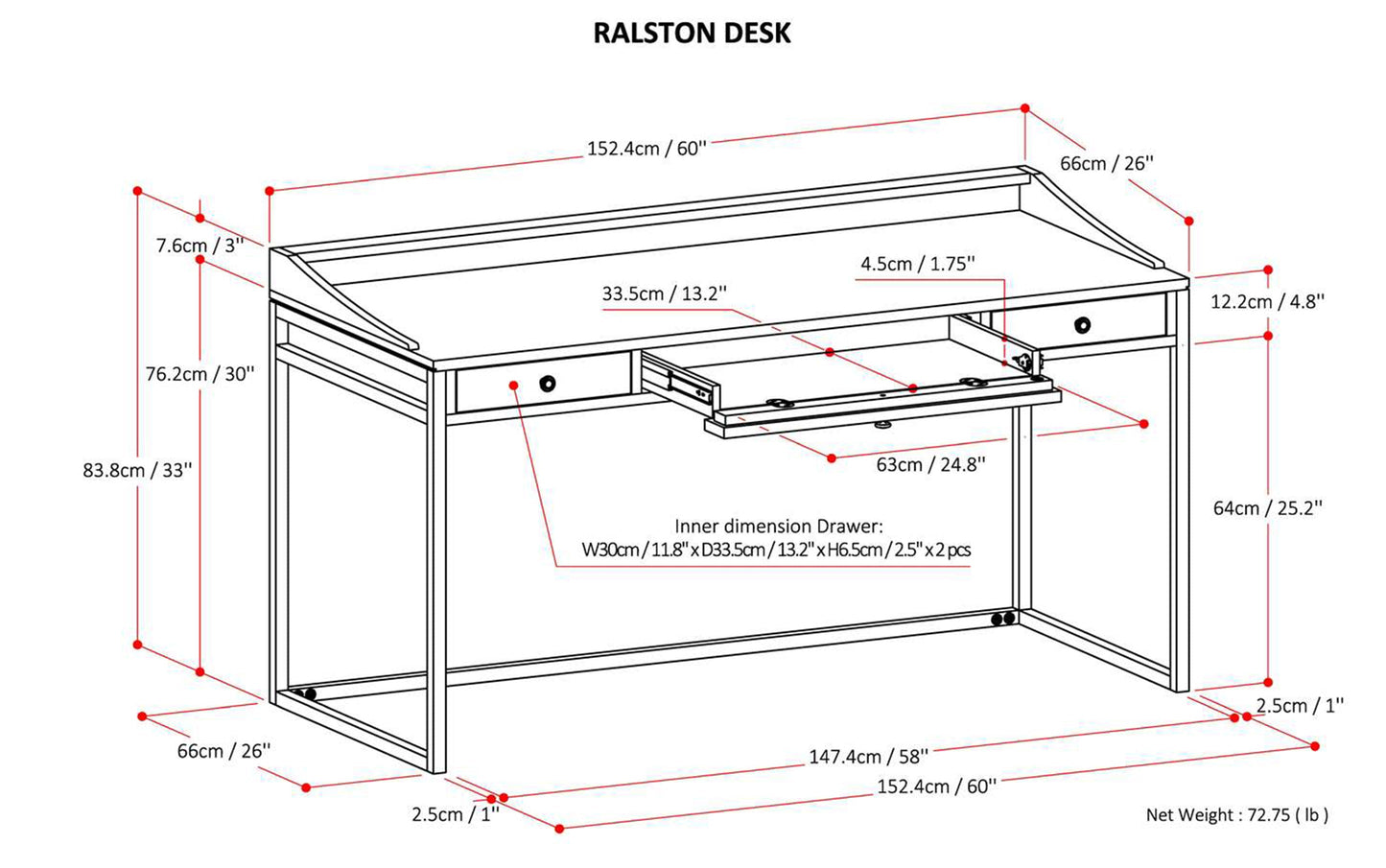 Rustic Natural Aged Brown | Ralston Solid Acacia Desk