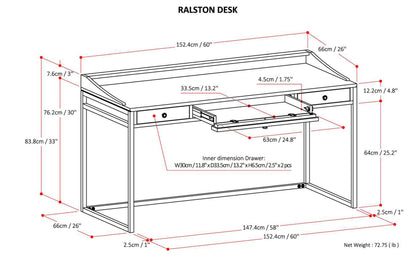 Rustic Natural Aged Brown | Ralston Solid Acacia Desk