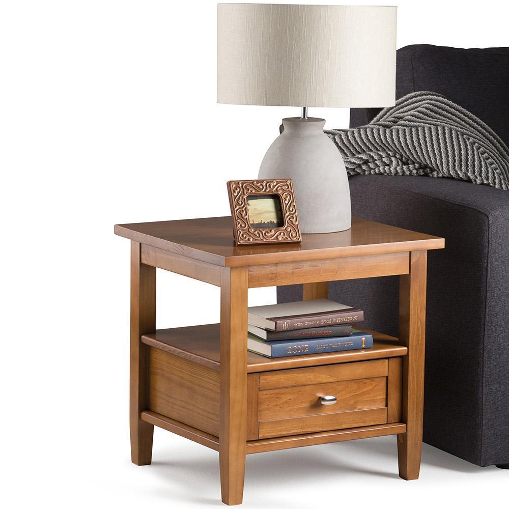 Light Golden Brown | Warm Shaker 20 inch End Side Table