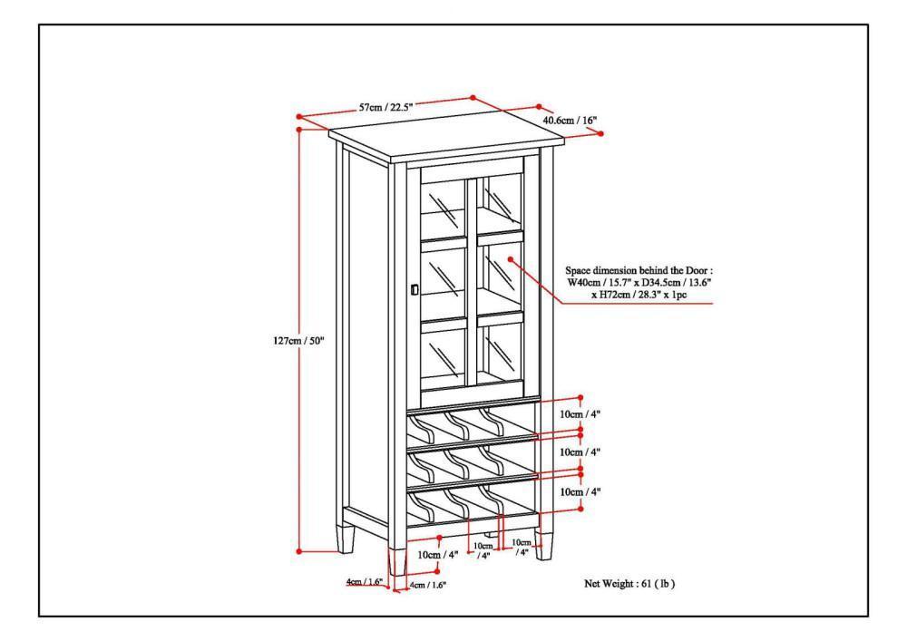 Light Golden Brown | Warm Shaker 22.5 x 50 inch High Storage Wine Rack