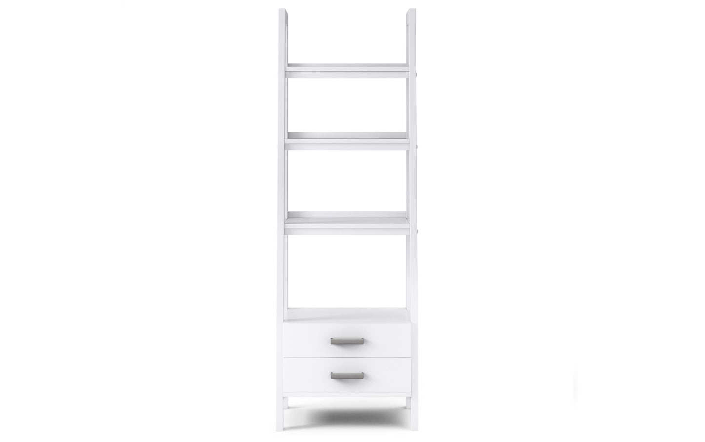 White | Sawhorse 24 inch Ladder Shelf with Storage