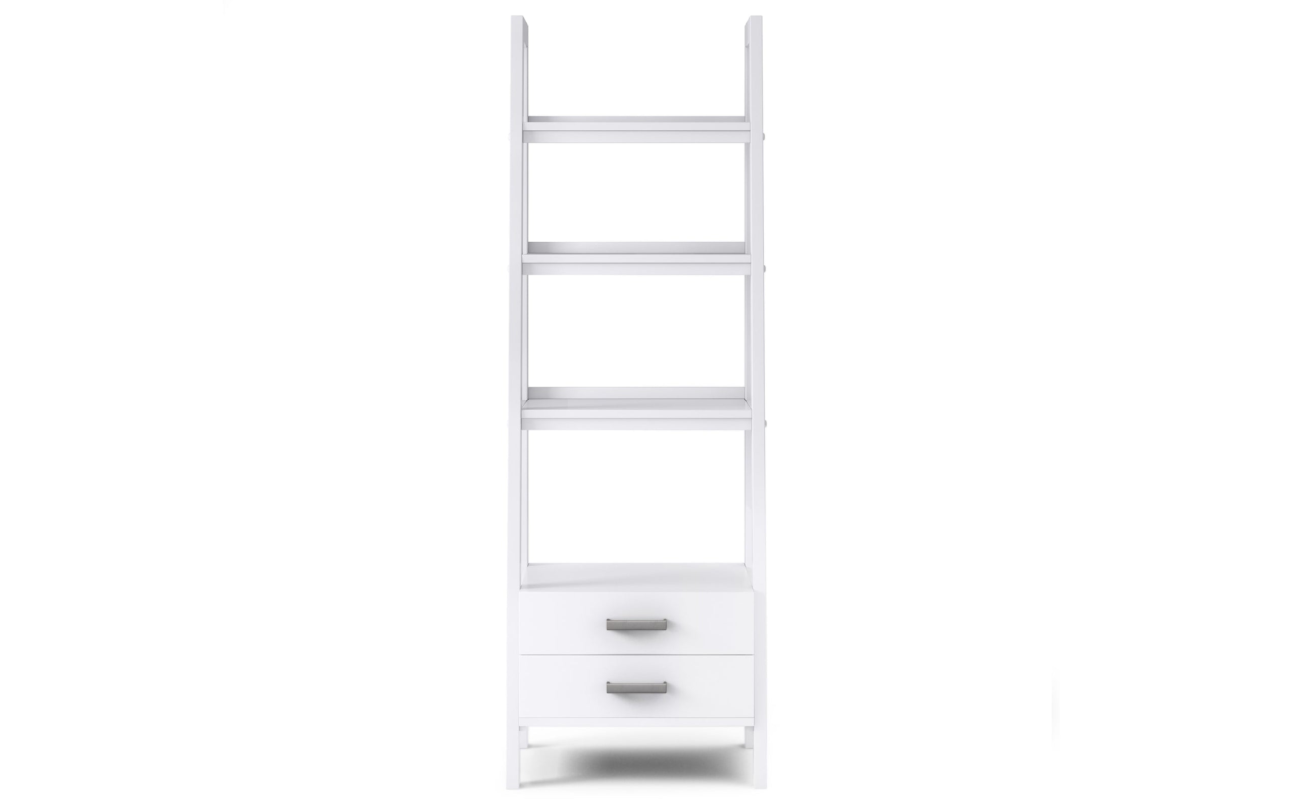 White | Sawhorse 24 inch Ladder Shelf with Storage