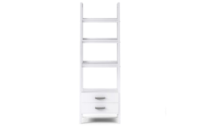 White | Sawhorse 24 inch Ladder Shelf with Storage