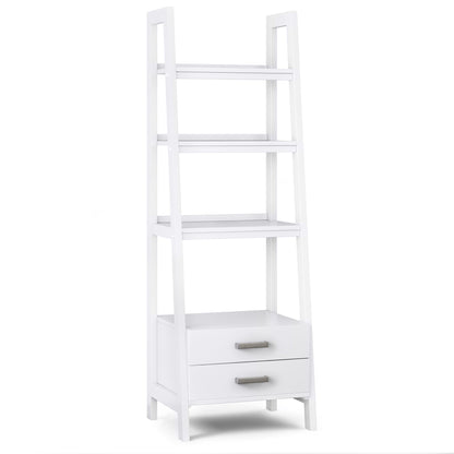 White | Sawhorse 24 inch Ladder Shelf with Storage