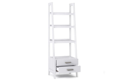 White | Sawhorse 24 inch Ladder Shelf with Storage