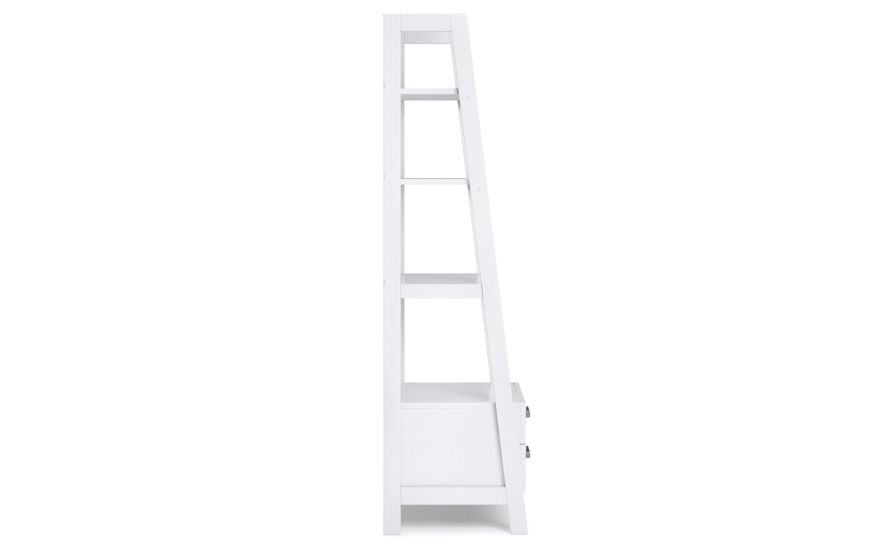 4 wooden 2024 tilt ladder bookcases, white