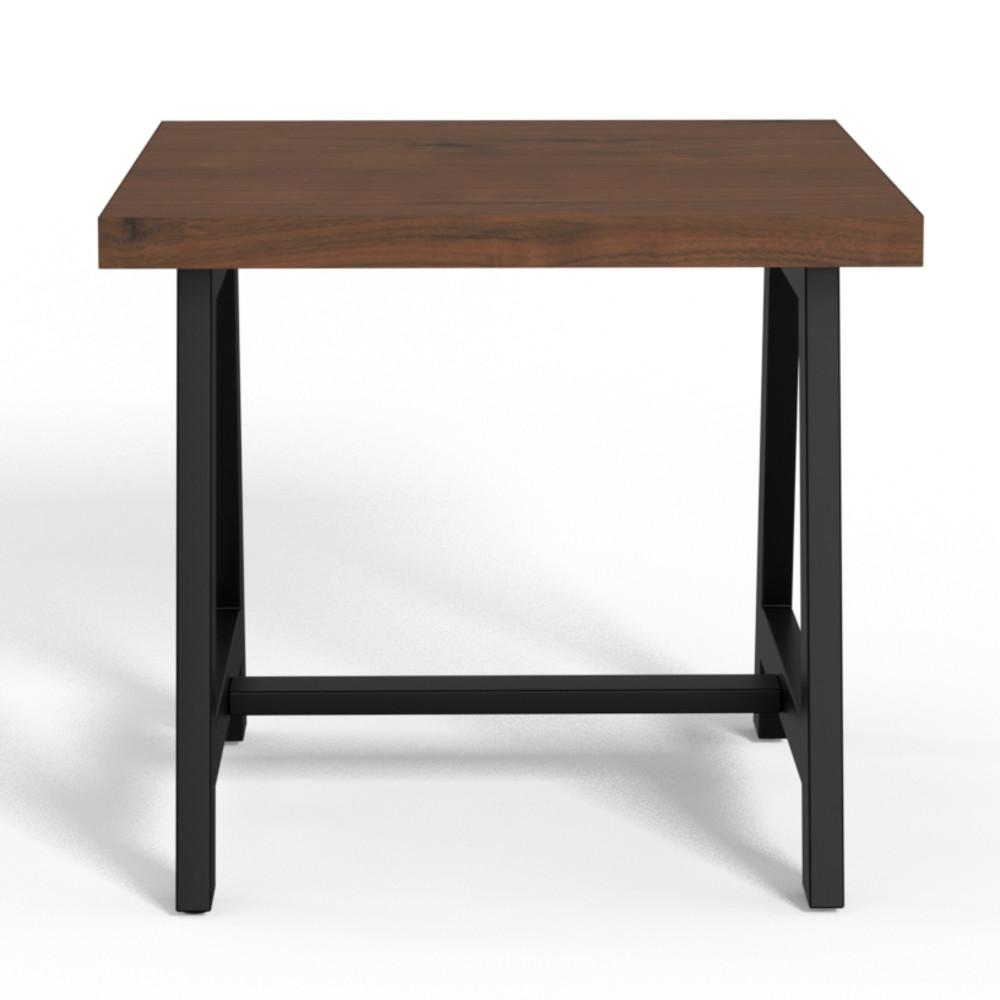 Sawhorse Solid Walnut Veneer and Metal End Table