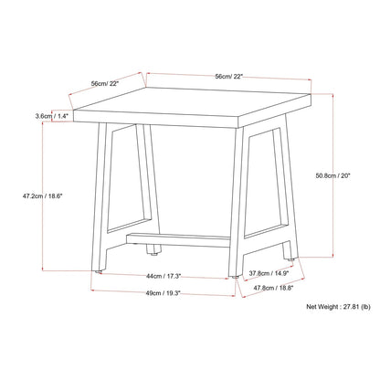 Sawhorse Solid Walnut Veneer and Metal End Table