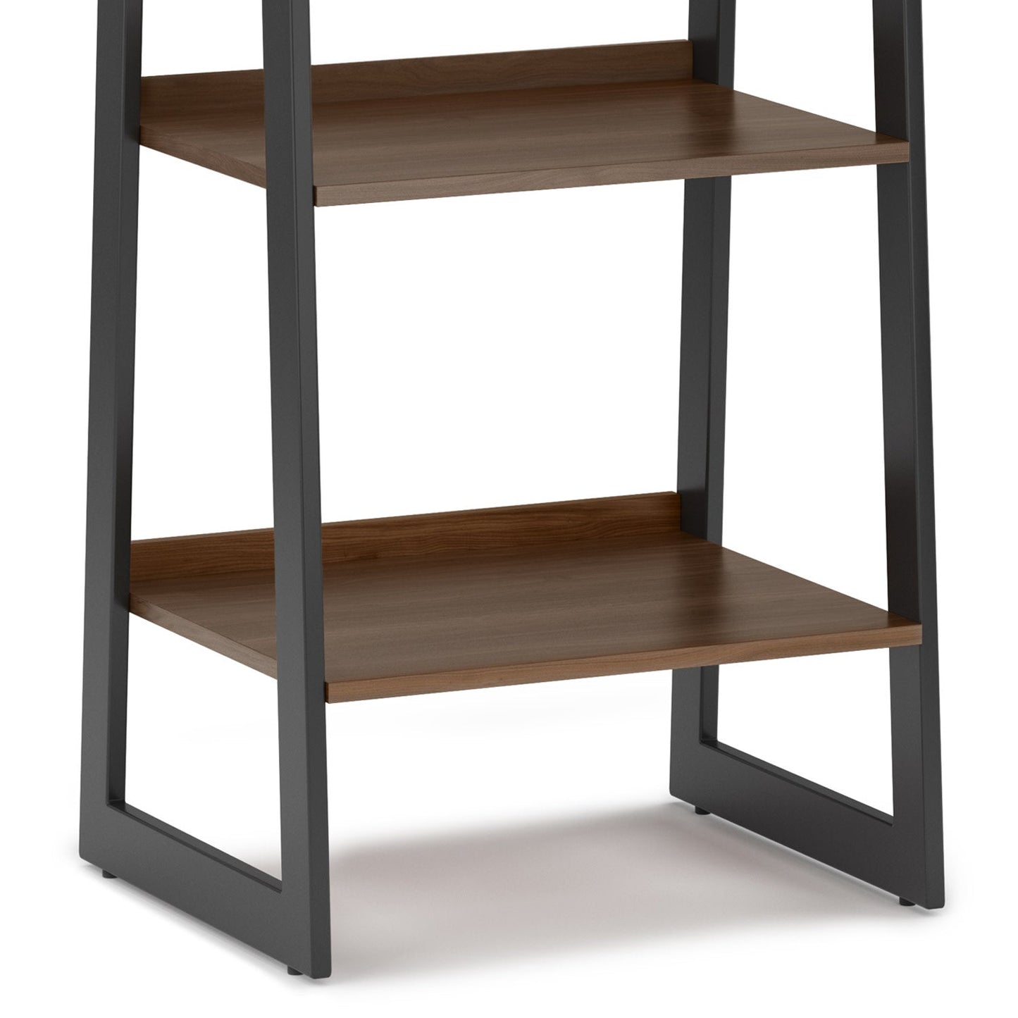 Sawhorse Solid Walnut Veneer and Metal Ladder Shelf