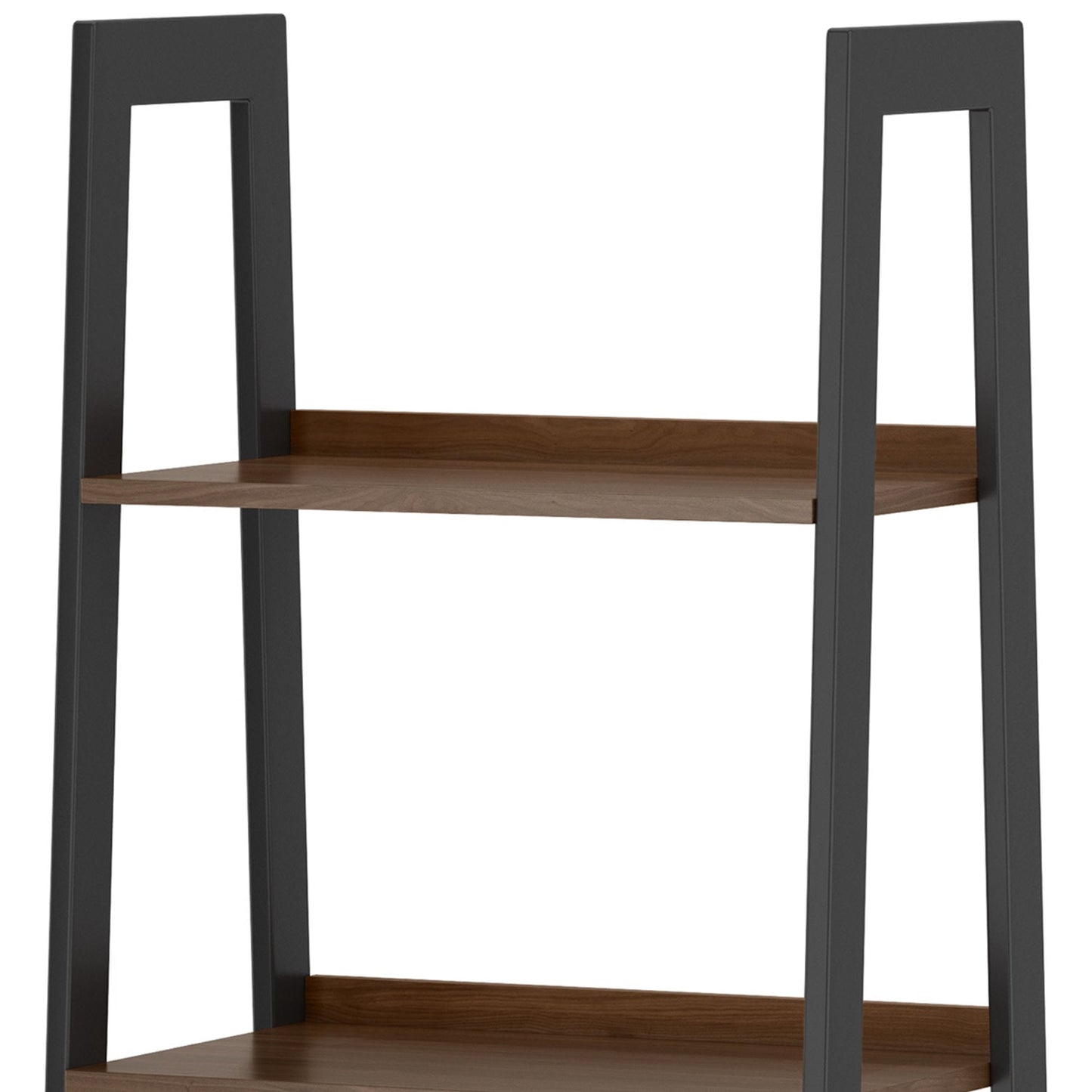 Sawhorse Solid Walnut Veneer and Metal Ladder Shelf