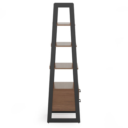 Sawhorse Metal/Wood Ladder Shelf with Storage